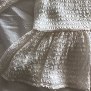 sheer white club monaco ruffle hem blouse